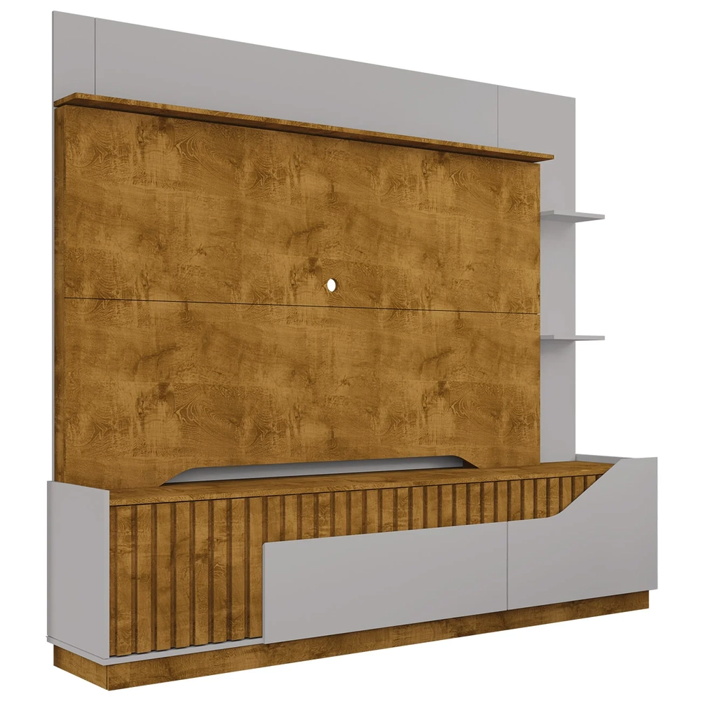 Estante Painel Para TV 75 Pol 210cm Shay Naturalle/Off B02  - Mpozenato