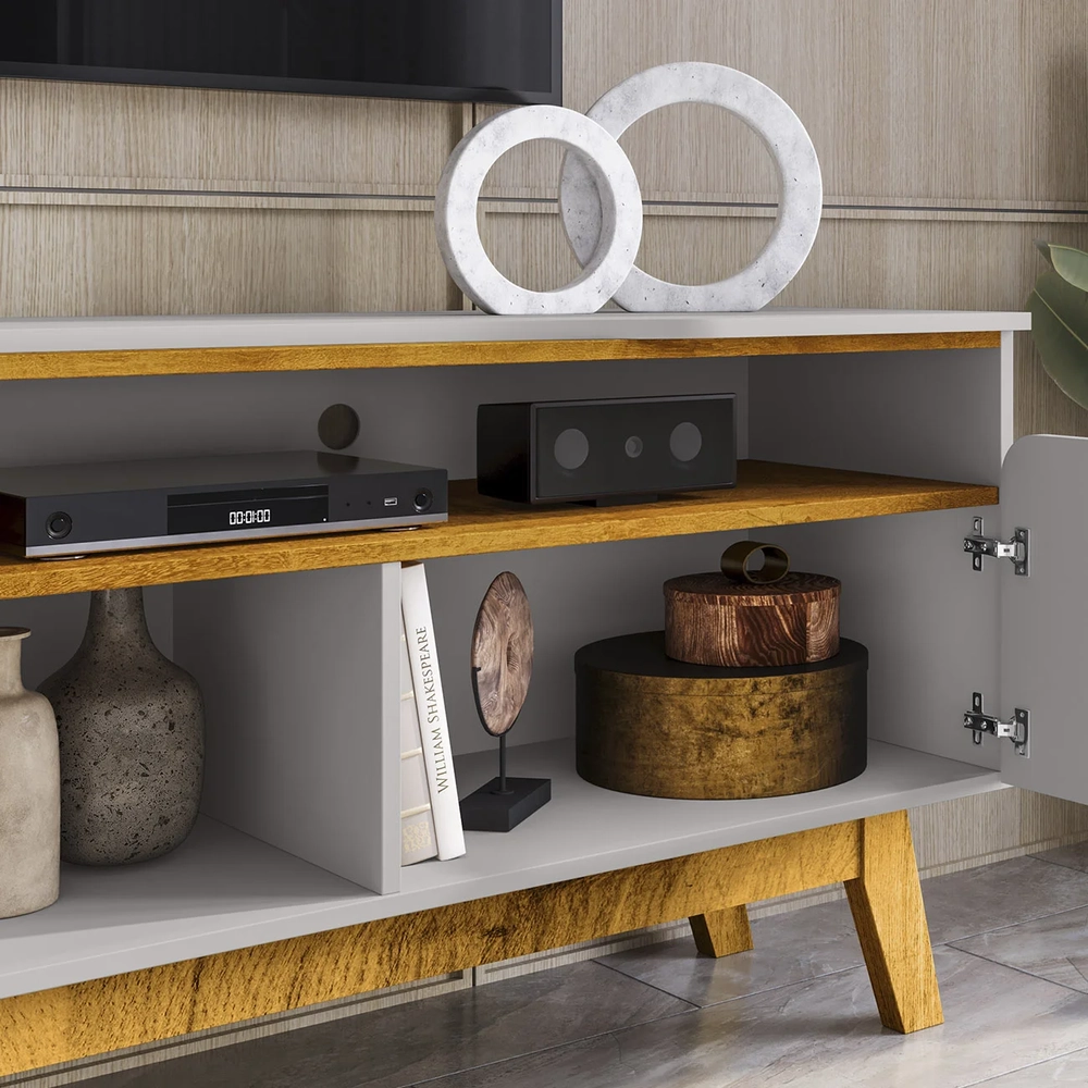 Rack Bancada Para TV 75 Pol 180cm Rita Off/Naturalle B02    - Mpozenato