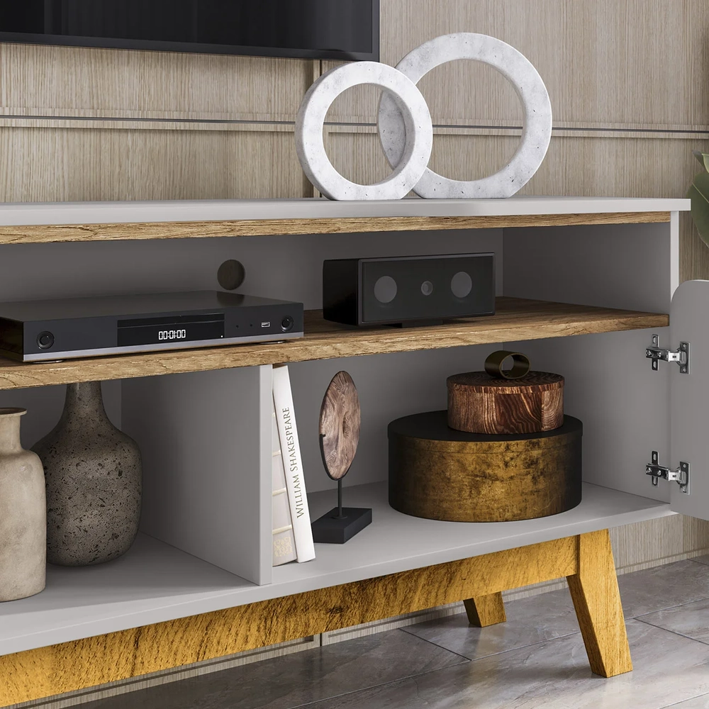 Rack Bancada Para TV 75 Pol 180cm Rita Off/Cinamomo B02     - Mpozenato