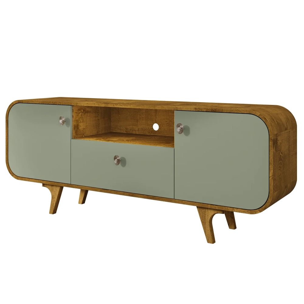 Rack Bancada Para TV 55 Pol 156cm Demi Naturalle/Pistache B02 - Mpozenato