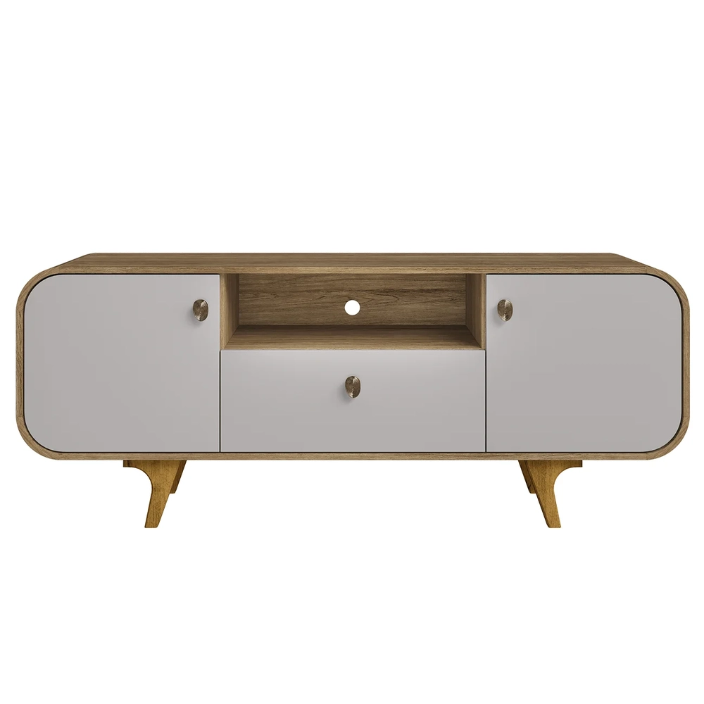 Rack Bancada Para TV 55 Pol 156cm Demi Cinamomo/Off B02     - Mpozenato