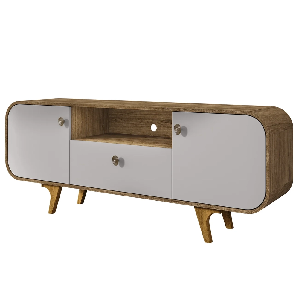 Rack Bancada Para TV 55 Pol 156cm Demi Cinamomo/Off B02     - Mpozenato