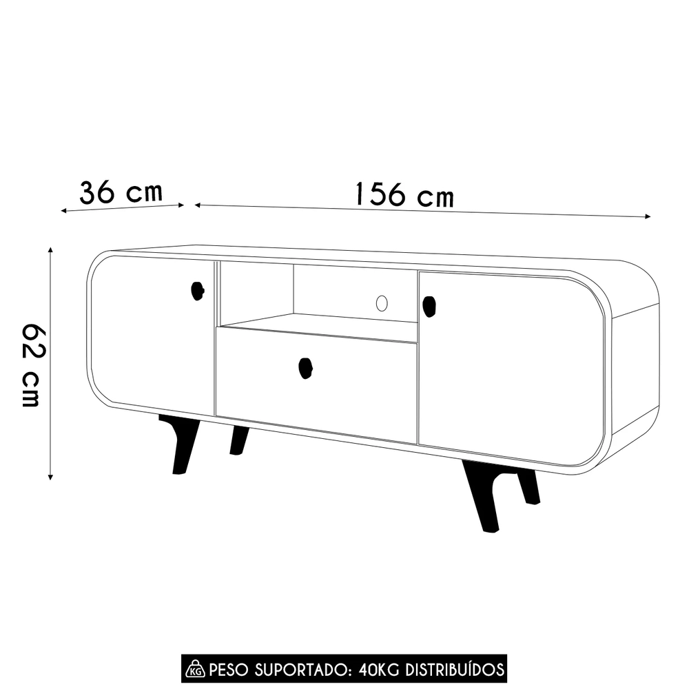 Rack Bancada Para TV 55 Pol 156cm Demi Cinamomo/Off B02     - Mpozenato