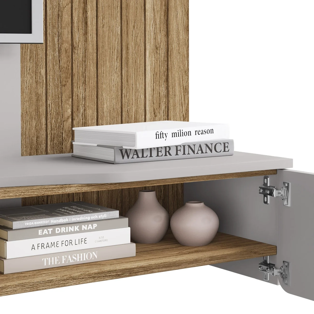 Painel TV 65 Pol e Bancada Suspensa 177cm Ivai Cinamomo/Off B02 - Mpozenato