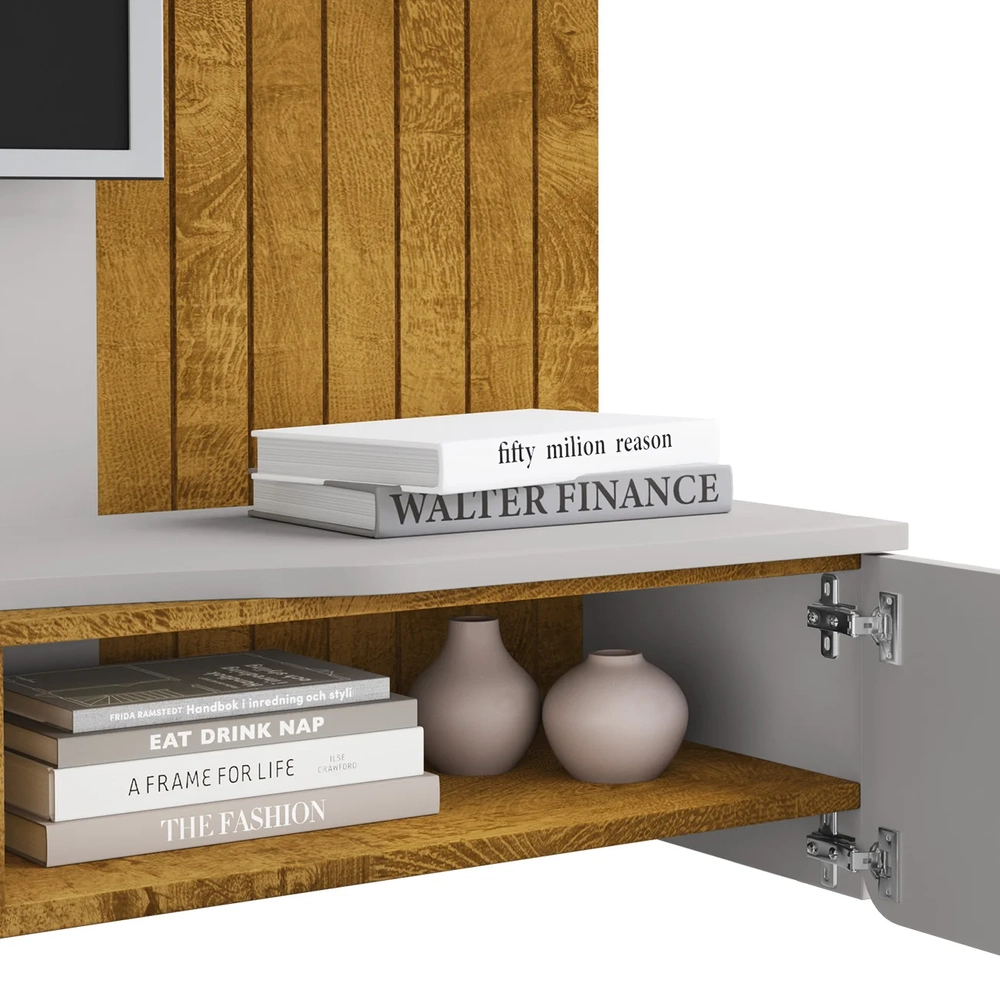 Painel TV 65 Pol e Bancada Suspensa 177cm Ivai Naturalle/Off B02 - Mpozenato