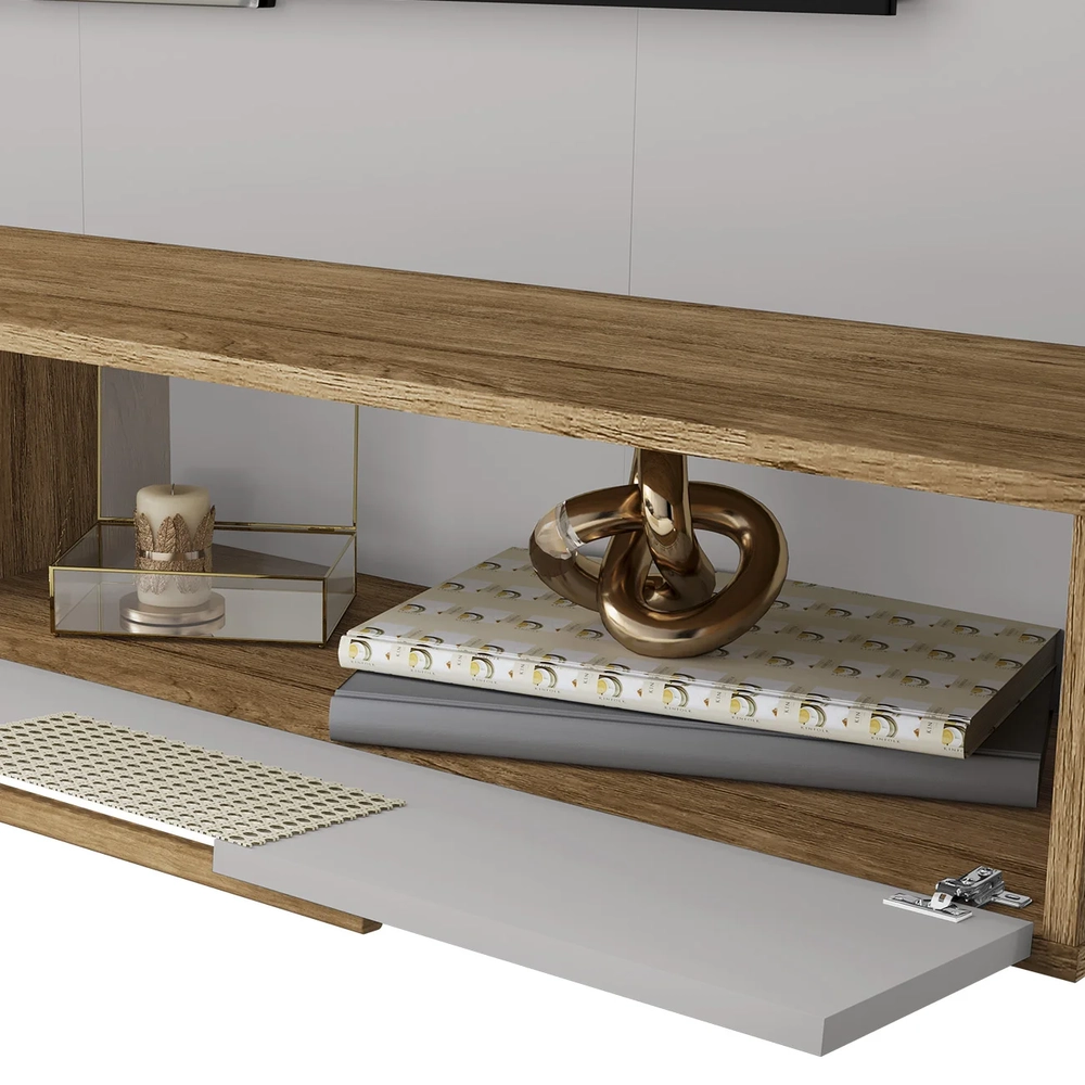 Painel TV 65 Pol e Bancada Suspensa 161cm Malu Cinamomo/Off B02 - Mpozenato