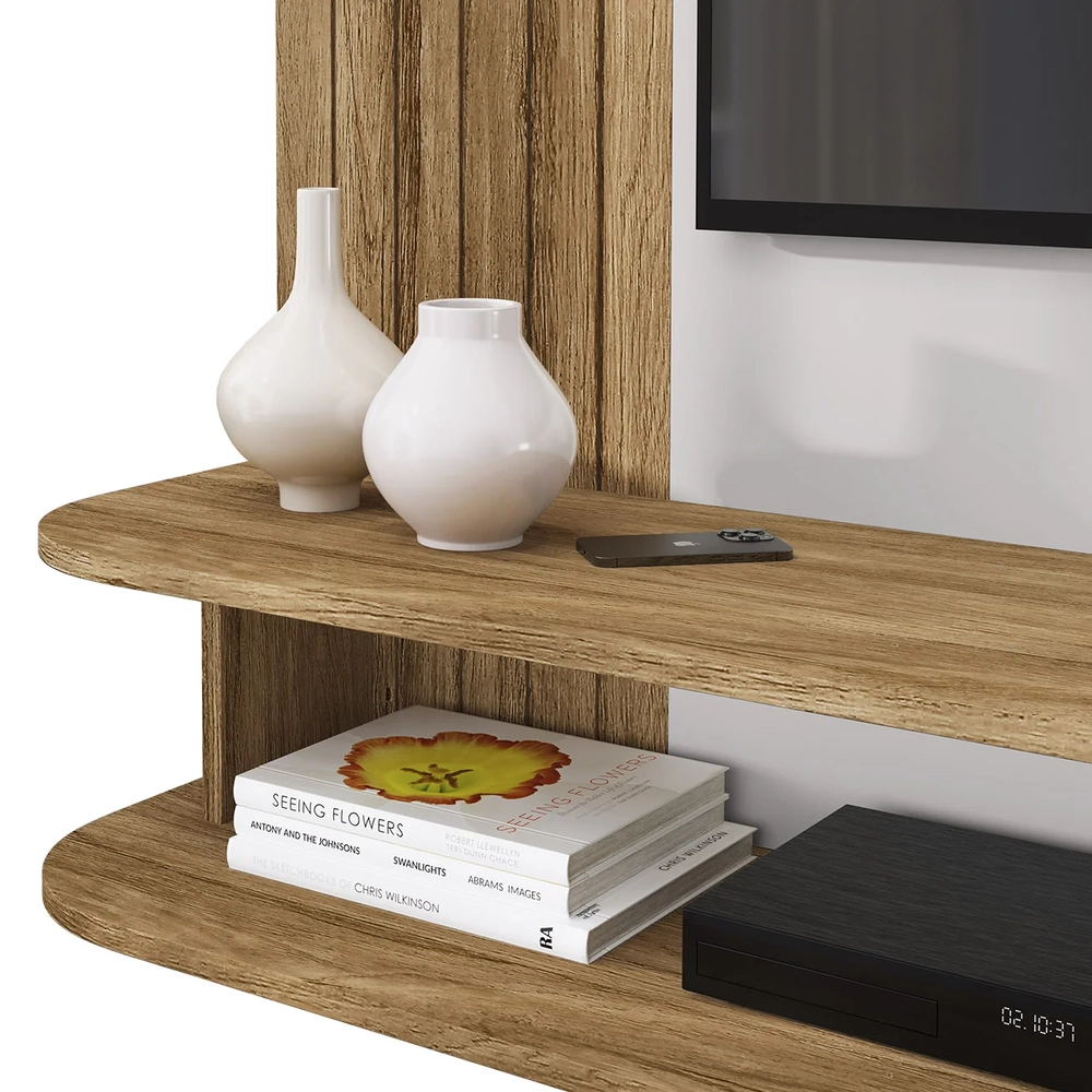 Painel TV 65 Pol e Bancada Suspensa 161cm Malu Cinamomo/Off B02 - Mpozenato