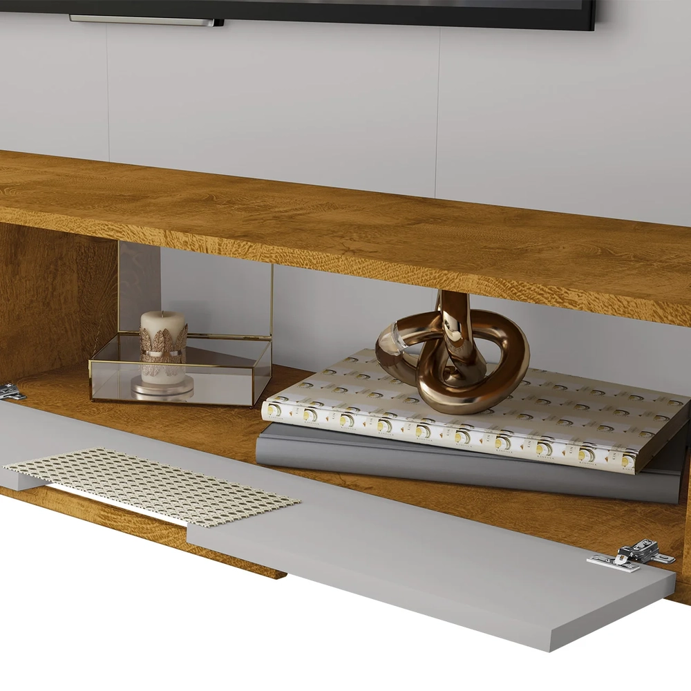 Painel TV 65 Pol e Bancada Suspensa 161cm Malu Naturalle/Off B02 - Mpozenato