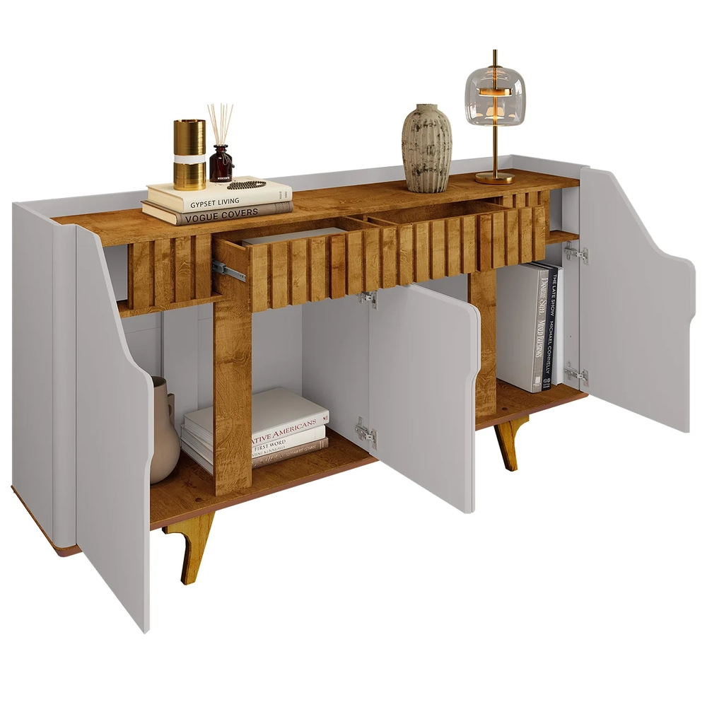 Buffet Aparador Sala de Estar 180cm Zayn Off/Naturalle B02  - Mpozenato