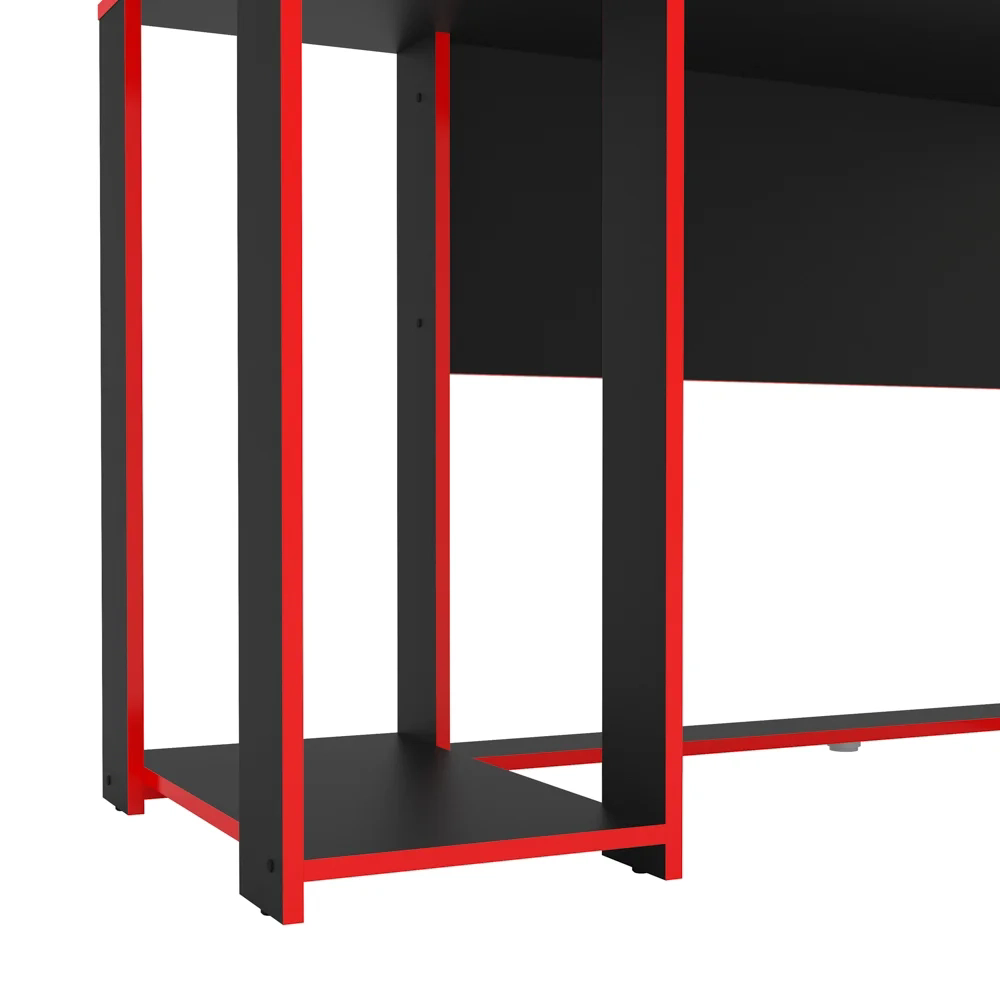 Mesa Para Computador Notebook Desk Game Singapura Preto/Vermelho - Politorno