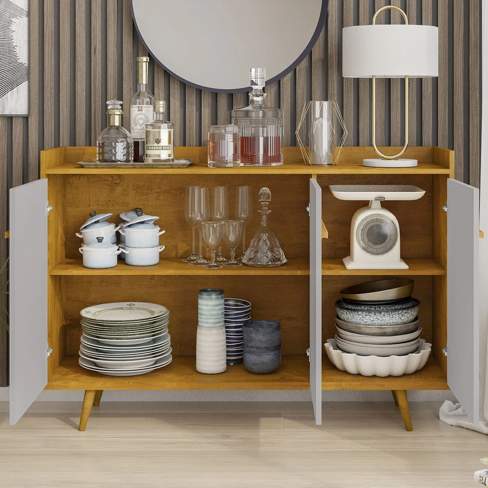 Buffet Aparador Sala de Estar 135cm Nick Naturalle/Off B02  - Mpozenato