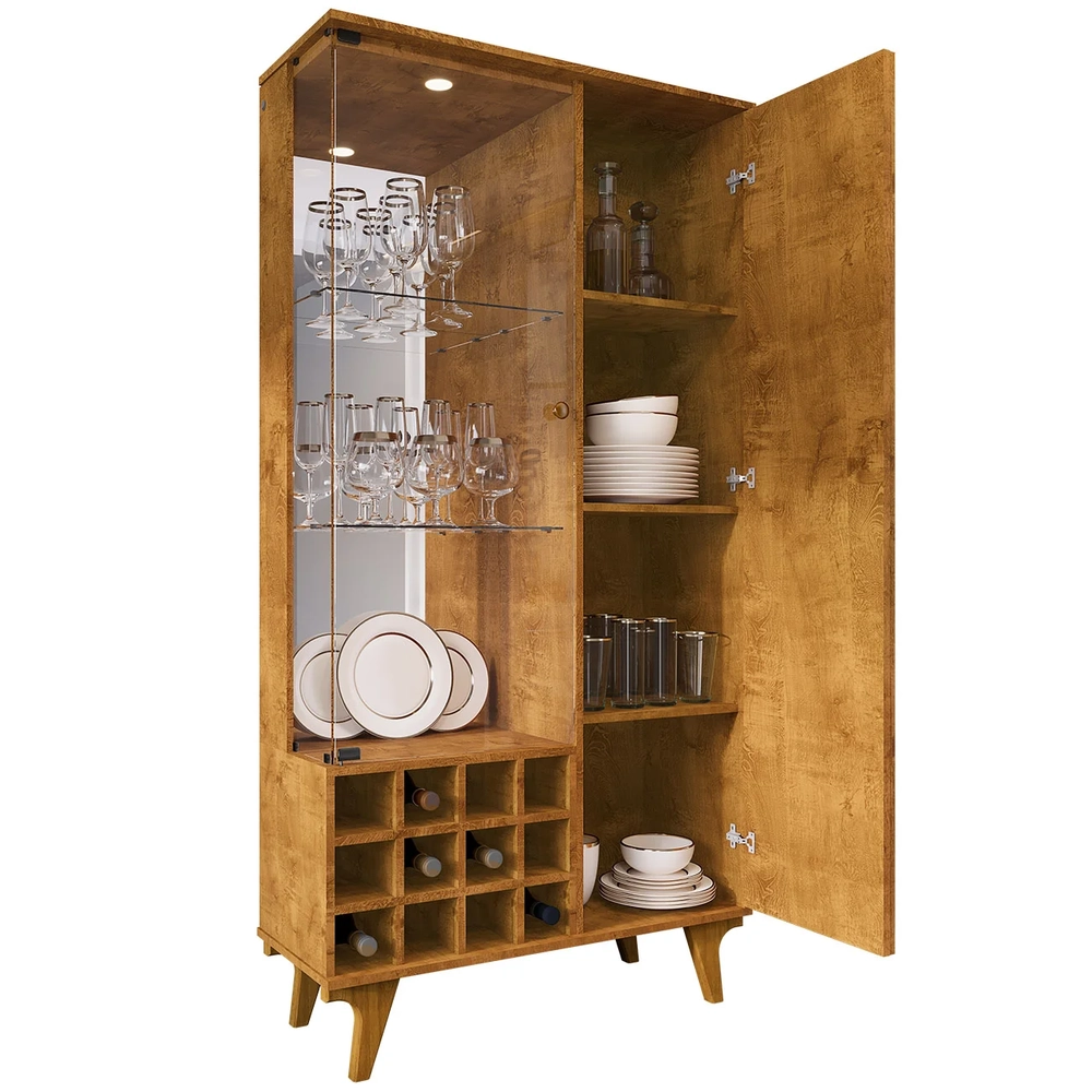 Cristaleira Porta de Vidro Com Adega 91cm Lauana Naturalle B02 - Mpozenato