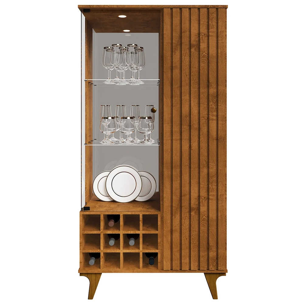 Cristaleira Porta de Vidro Com Adega 91cm Lauana Naturalle B02 - Mpozenato