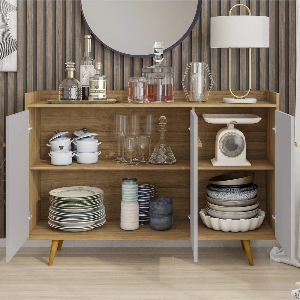 Buffet Aparador Sala de Estar 135cm Nick Cinamomo/Off B02   - Mpozenato