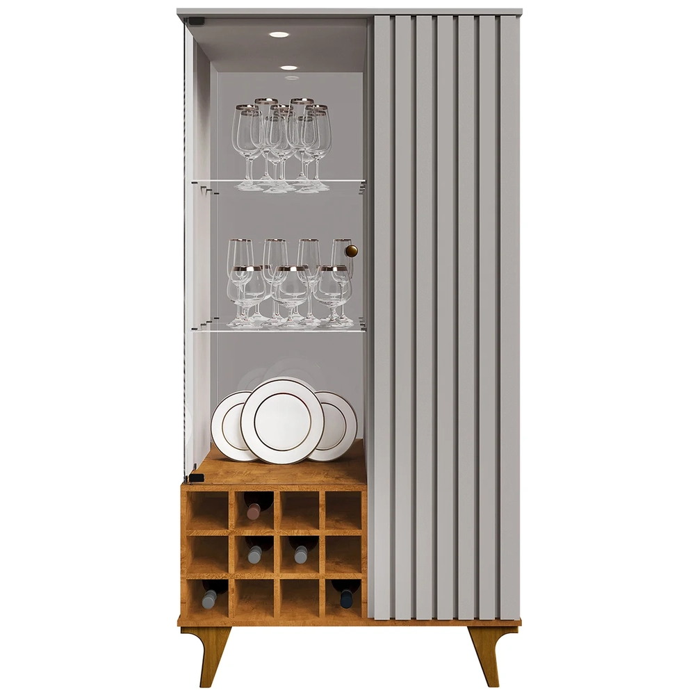 Cristaleira Porta de Vidro e Adega 91cm Lauana Off/Naturalle B02 - Mpozenato