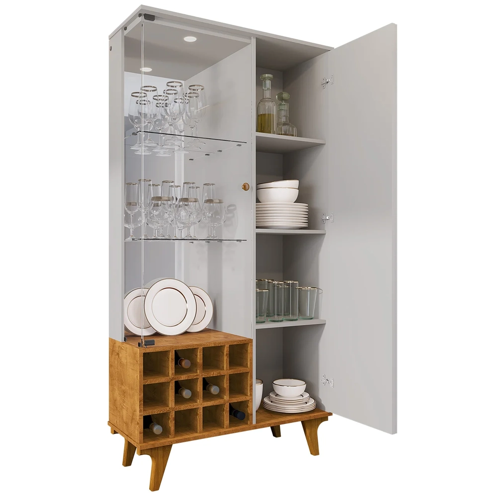Cristaleira Porta de Vidro e Adega 91cm Lauana Off/Naturalle B02 - Mpozenato