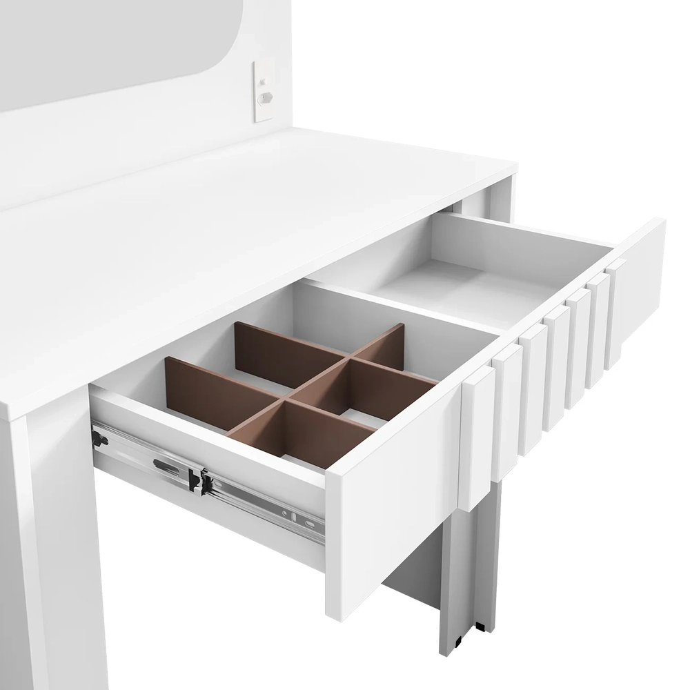 Penteadeira Camarim 90cm Com Espelho Lilian Branco B02      - Mpozenato