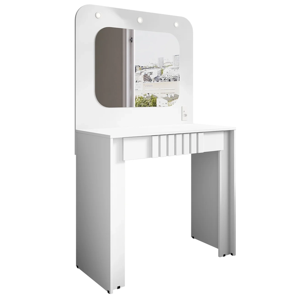 Penteadeira Camarim 90cm Com Espelho Lilian Branco B02      - Mpozenato