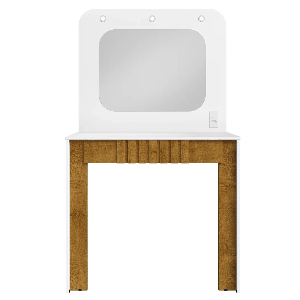 Penteadeira Camarim 90cm Com Espelho Lilian Branco/Naturalle B02 - Mpozenato