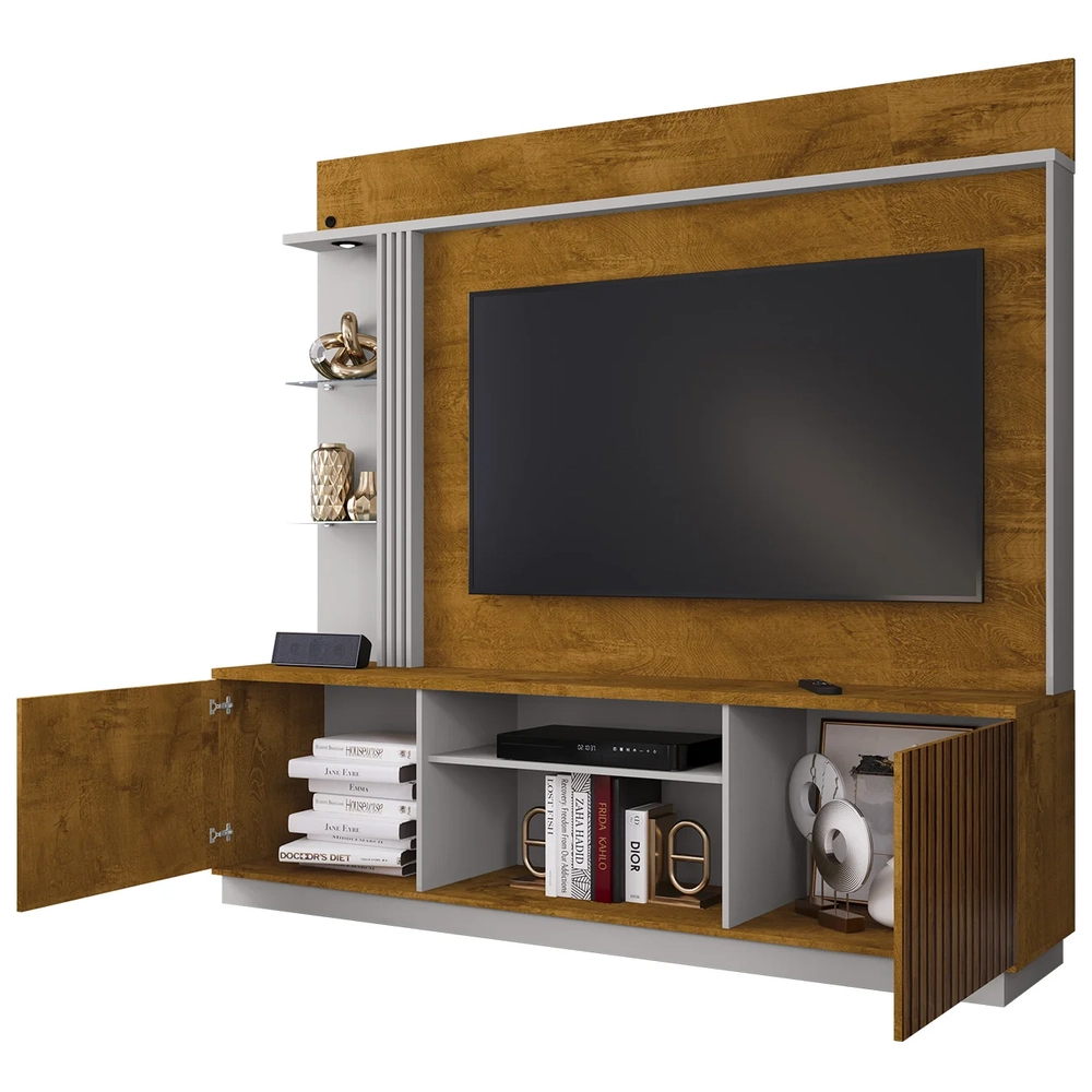 Estante Painel Para TV 65 Pol 201cm Atlanta Naturalle/Off   - Bechara