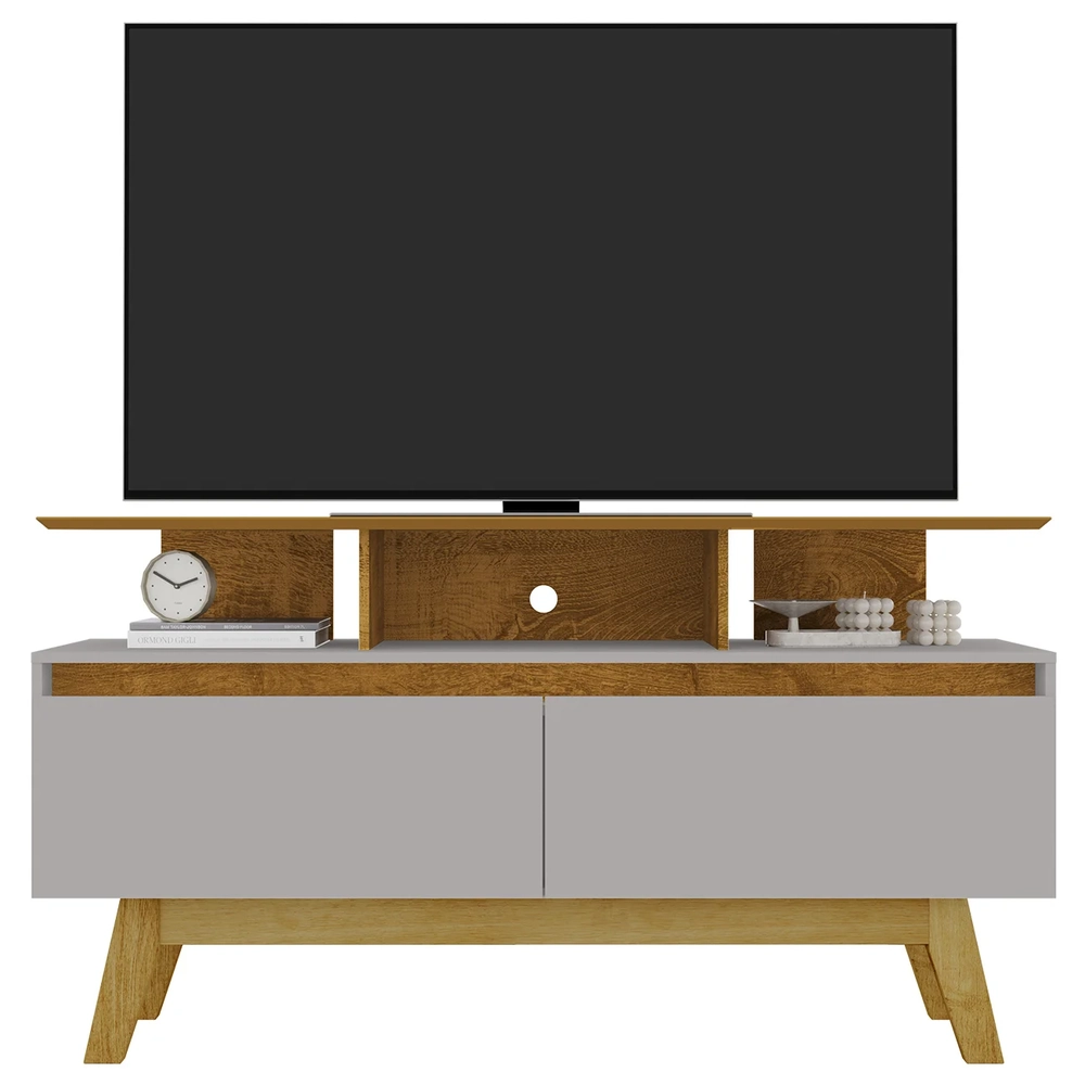 Rack Bancada Para TV 50 Pol 120cm 2 Portas Rubi Naturalle/Off - Bechara