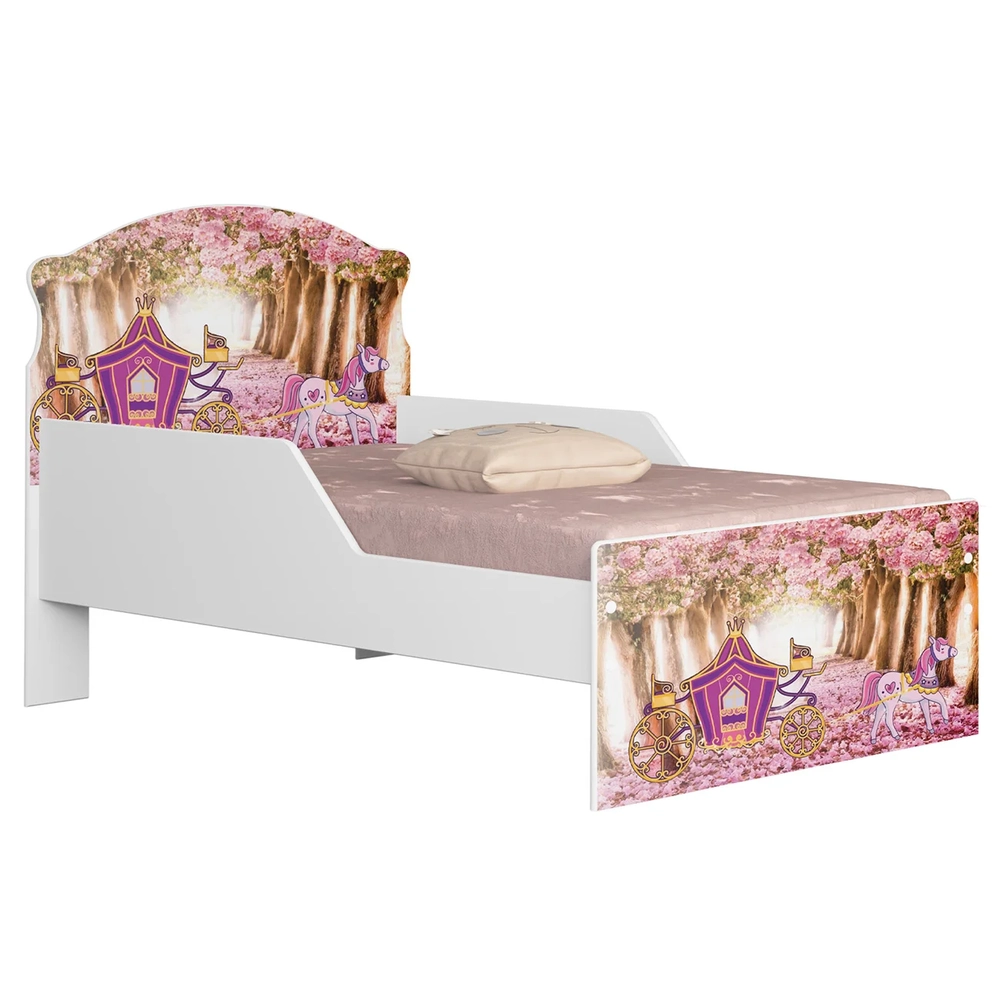 Quarto Infantil 3 Peças Com Mini Cama Carruagem Rosa Z53    - Mpozenato