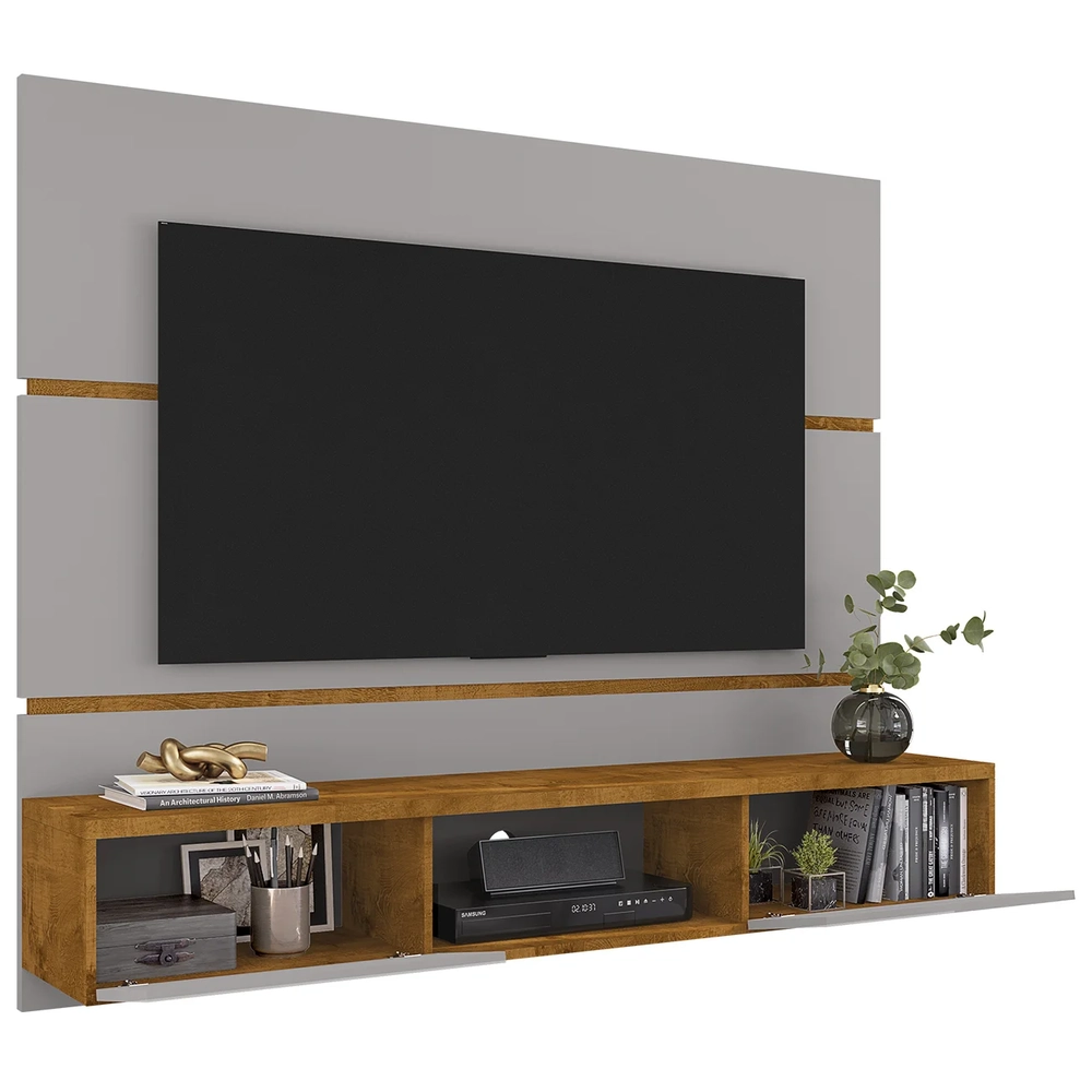 Painel TV 65 Pol Bancada Suspensa 160cm Âmbar Off/Naturalle - Bechara