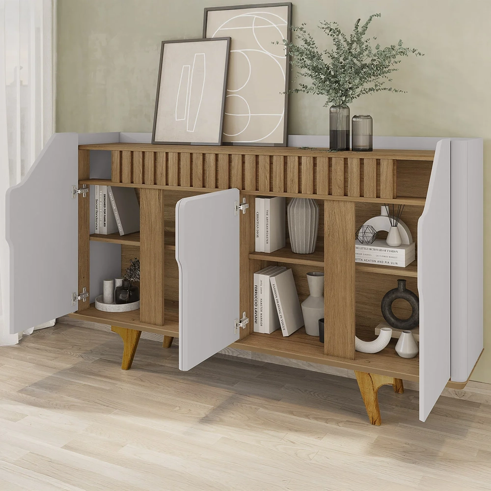Buffet Aparador Sala de Estar 160cm Melissa Off/Cinamomo B02 - Mpozenato