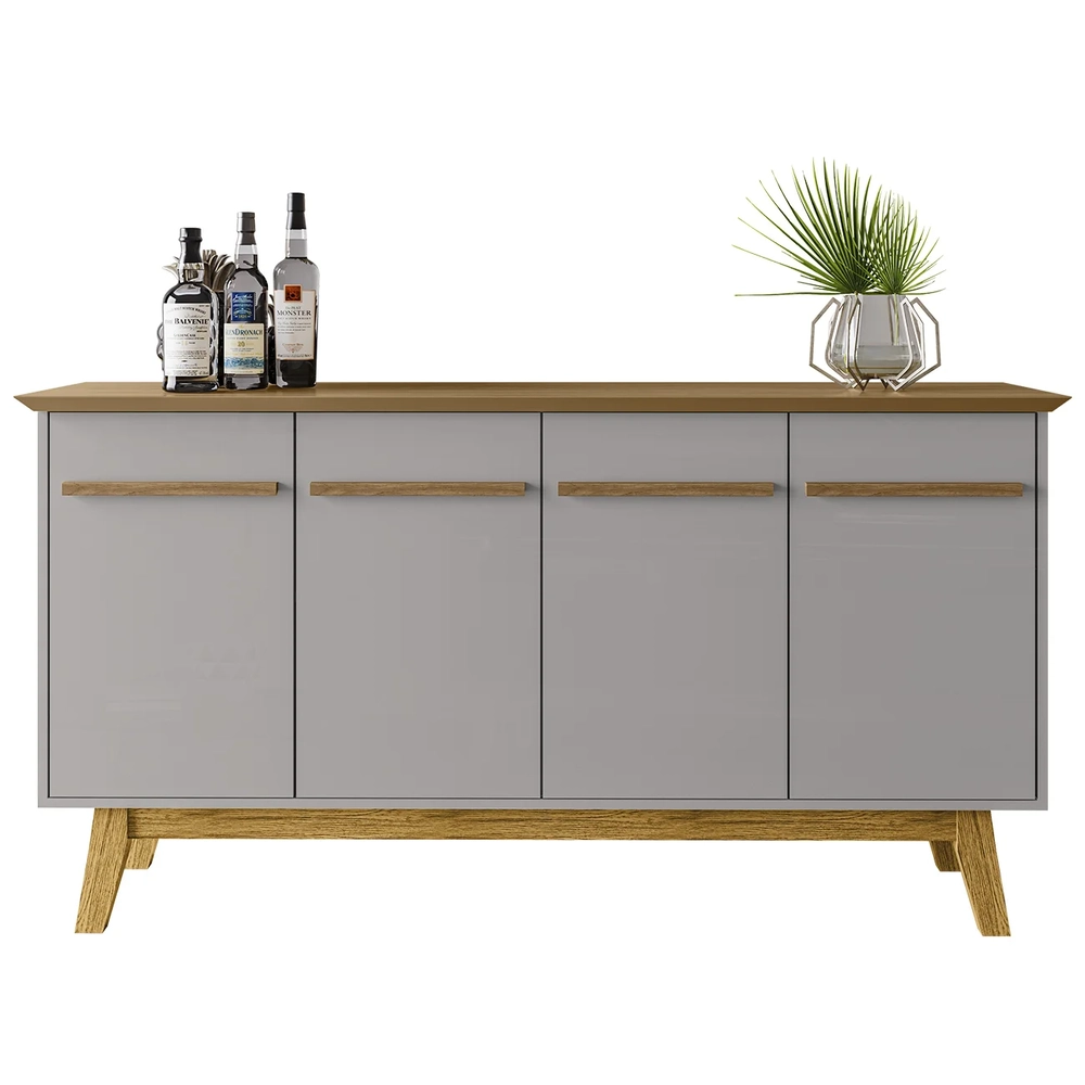 Buffet Aparador Sala de Estar 160cm 4 Portas Opala Cinamomo/Off - Bechara