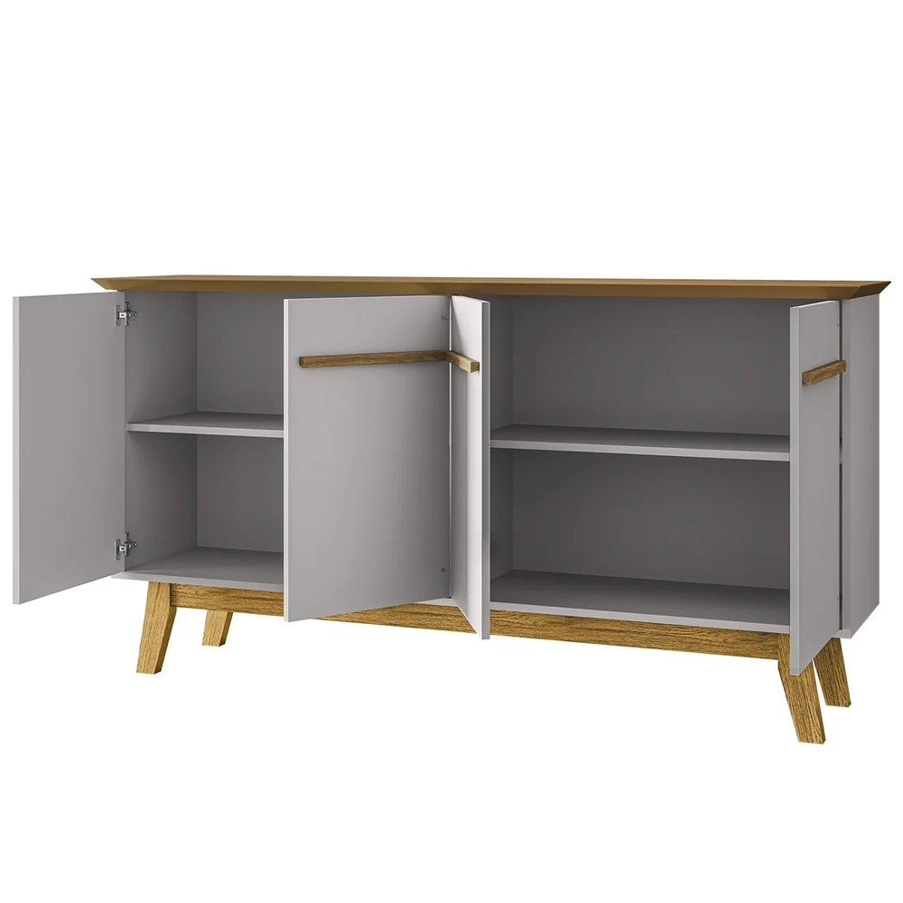 Buffet Aparador Sala de Estar 160cm 4 Portas Opala Cinamomo/Off - Bechara