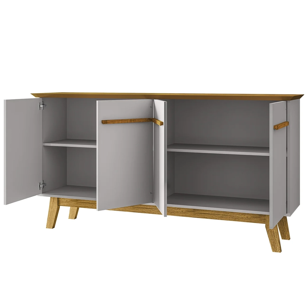 Buffet Aparador Sala de Estar 160cm 4 Portas Opala Naturalle/Off - Bechara
