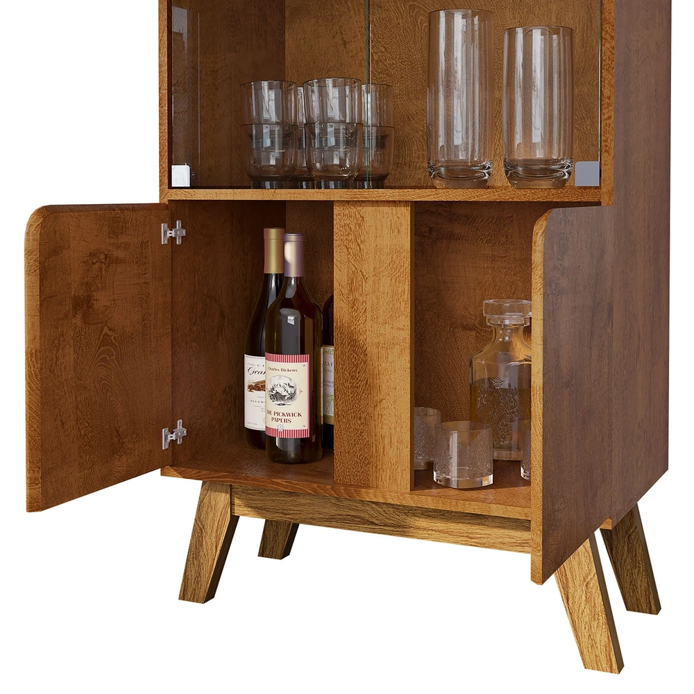 Cristaleira Porta de Vidro 70cm Pés Retrô Madri Naturalle   - Bechara