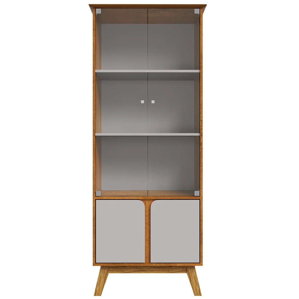 Cristaleira Porta de Vidro 70cm Pés Retrô Madri Naturalle/Off - Bechara