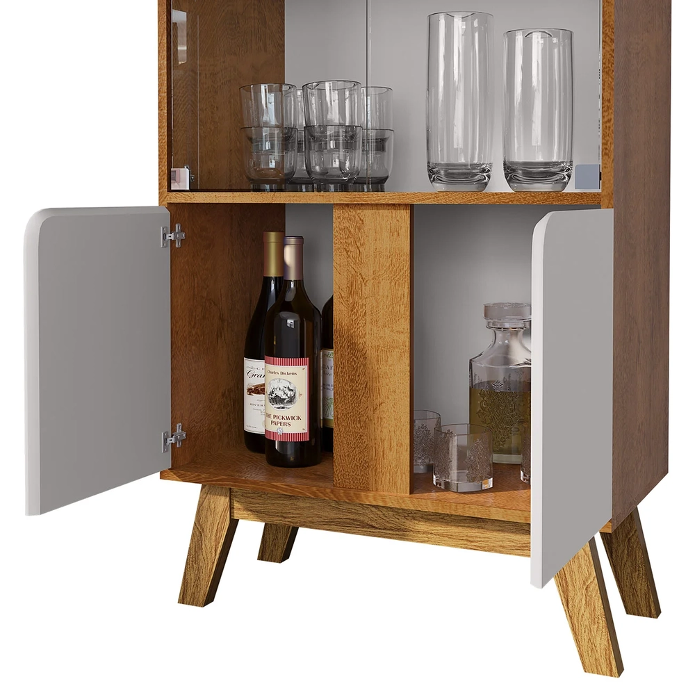 Cristaleira Porta de Vidro 70cm Pés Retrô Madri Naturalle/Off - Bechara