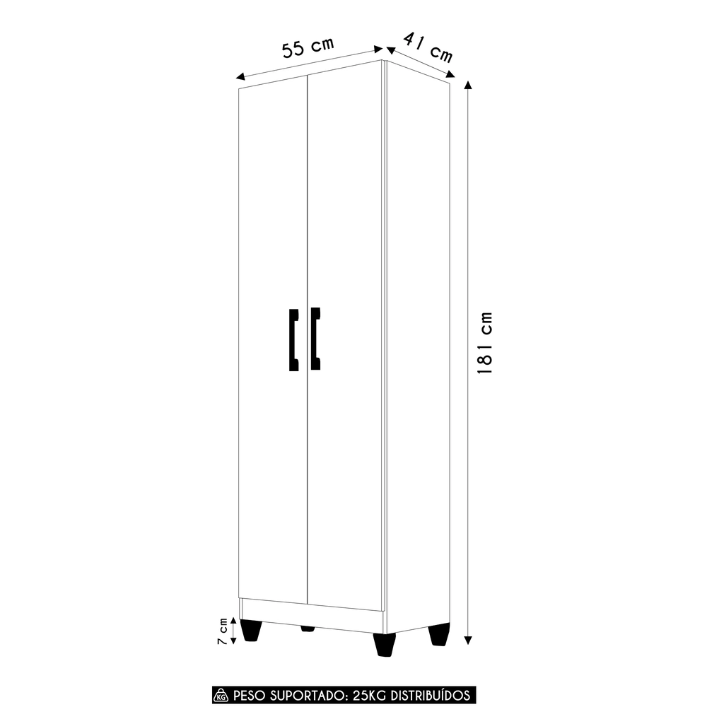 Armário Multiuso Lavanderia 55cm 2 Portas Staxx Branco Z17   - Mpozenato