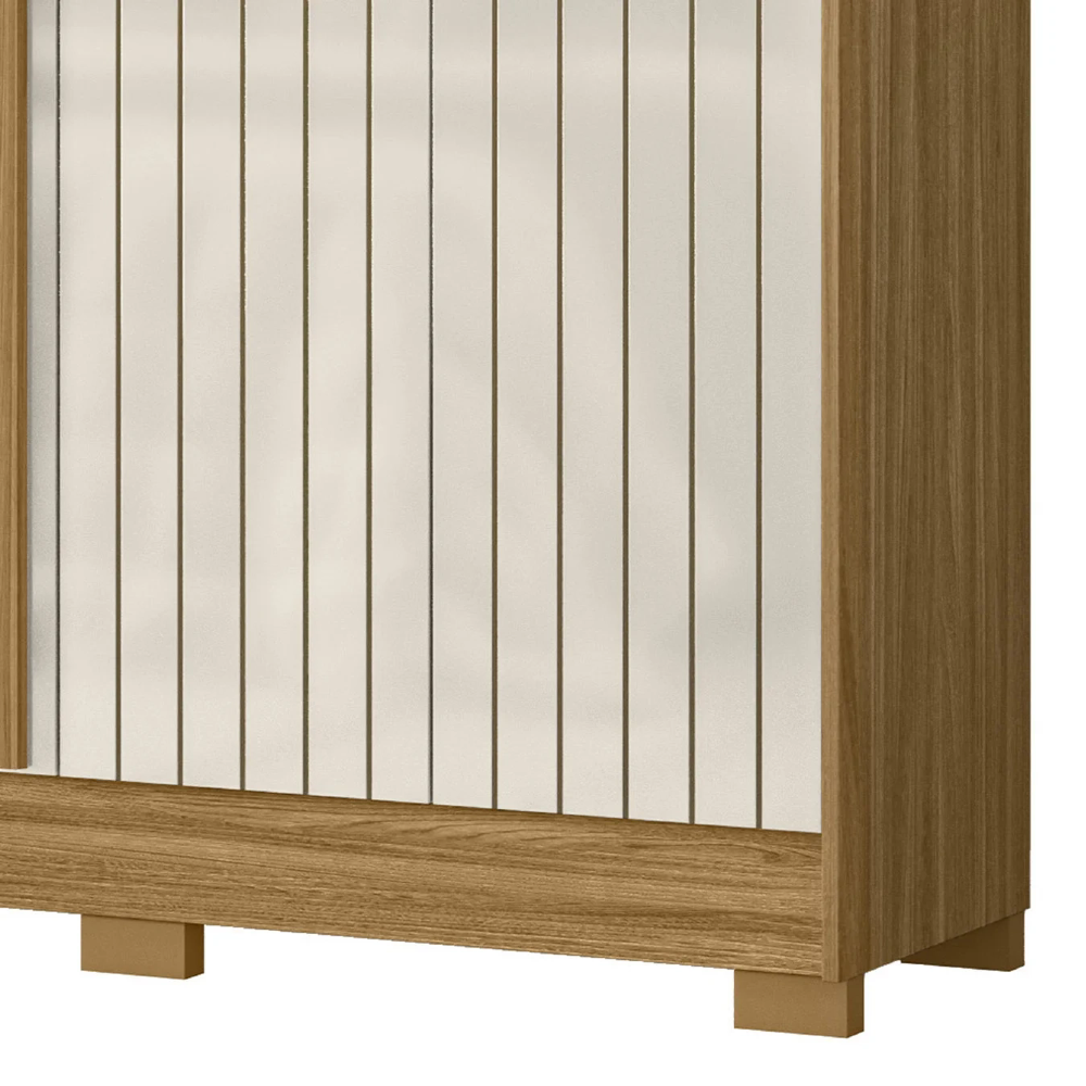 Guarda Roupa Casal 216cm Com Espelho Freeze Freijó/Off Z17   - Mpozenato