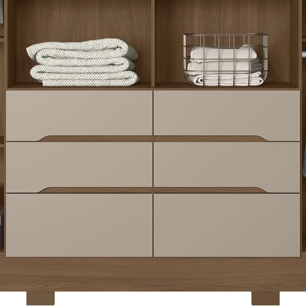 Guarda Roupa Casal 216cm 6 Portas Alabama Carvalho/Fendi Z17 - Mpozenato