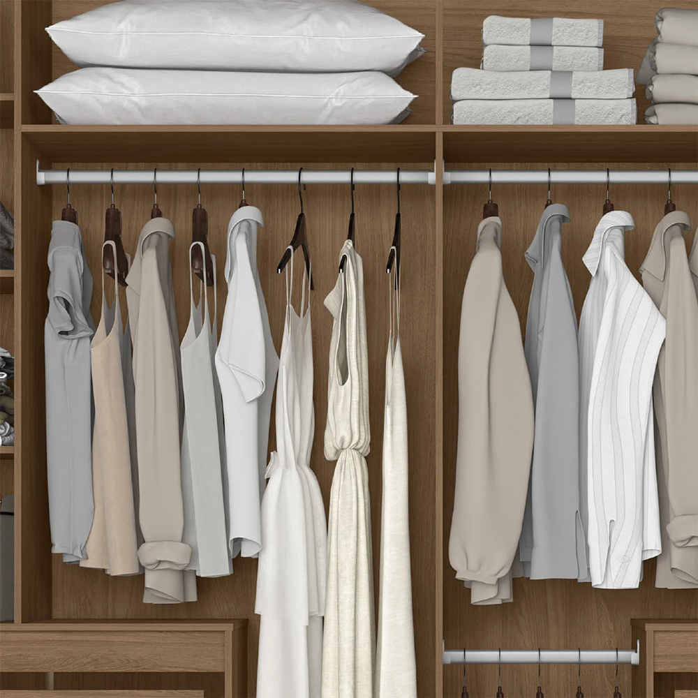 Guarda Roupa Casal 216cm Com Espelho Freeze Carvalho/Fendi Z17 - Mpozenato