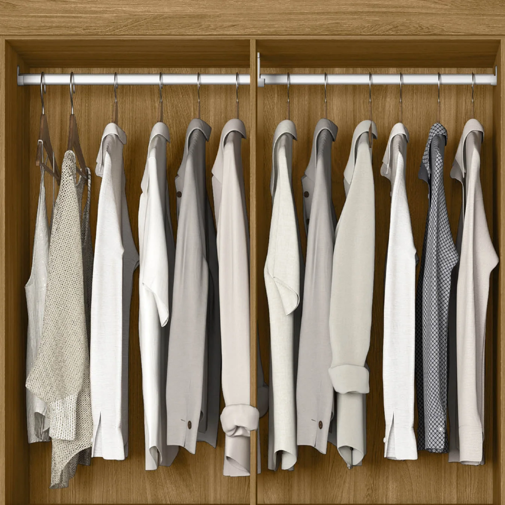 Guarda Roupa Casal 165cm Com Espelho Khani Freijó/Off Z17    - Mpozenato