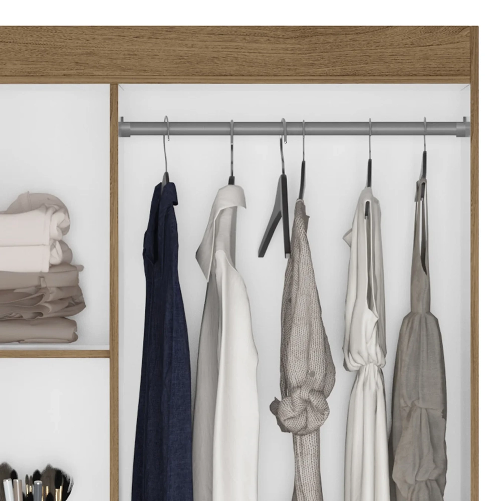 Guarda Roupa Solteiro 82cm 3 Portas Zeno Naturale/Branco Z17 - Mpozenato