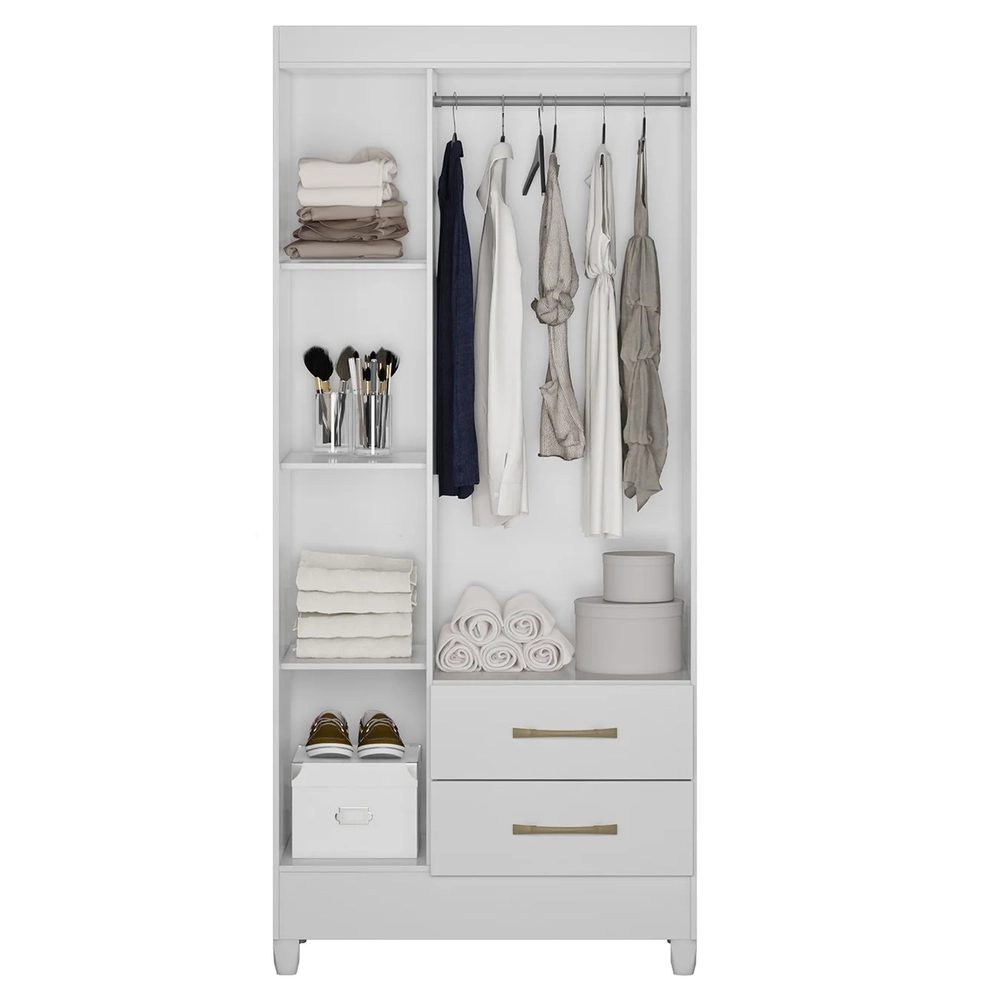 Guarda Roupa Solteiro 82cm 3 Portas Zeno Flex Branco Z17     - Mpozenato