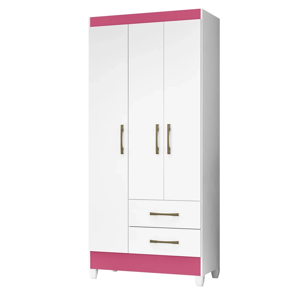 Guarda Roupa Solteiro 82cm 3 Portas Zeno Flex Branco Z17     - Mpozenato