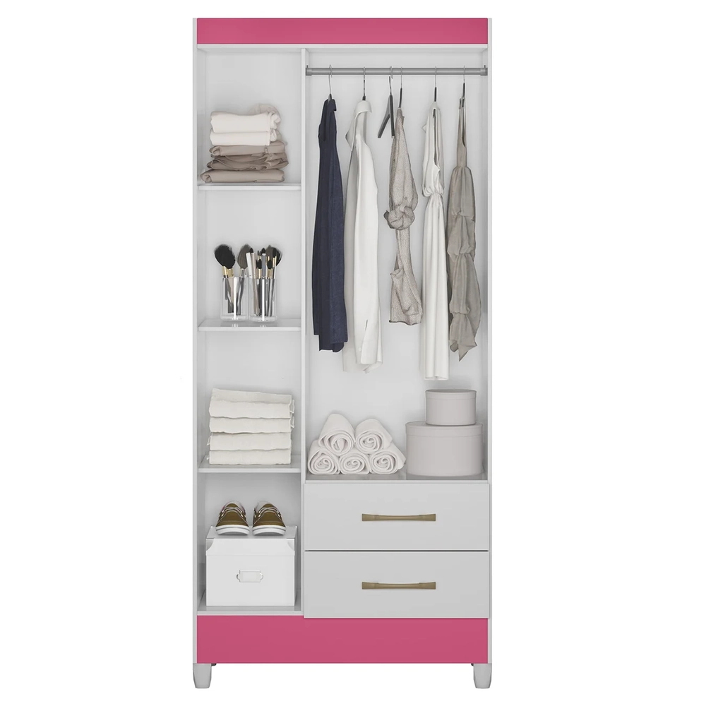 Guarda Roupa Solteiro 82cm 3 Portas Zeno Flex Branco Z17     - Mpozenato