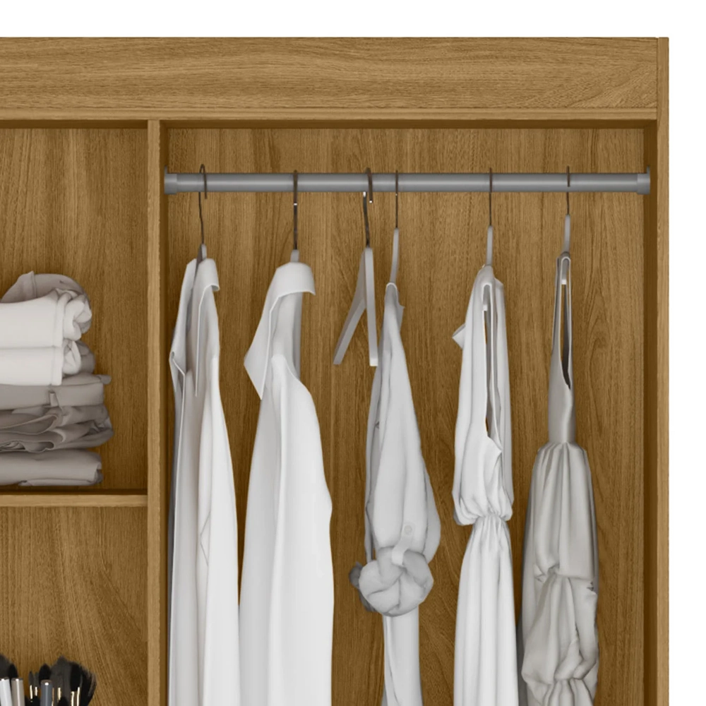 Guarda Roupa Solteiro 82cm 3 Portas Zeno Freijó/Off Z17      - Mpozenato