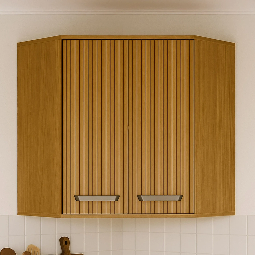 Armário Aéreo de Canto Oblíquo 80cm Rita Freijó/Ripado Z44  - Mpozenato