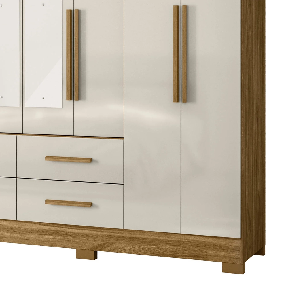 Guarda Roupa Casal 237cm Com Espelho Archi Freijó/Off Z17    - Mpozenato