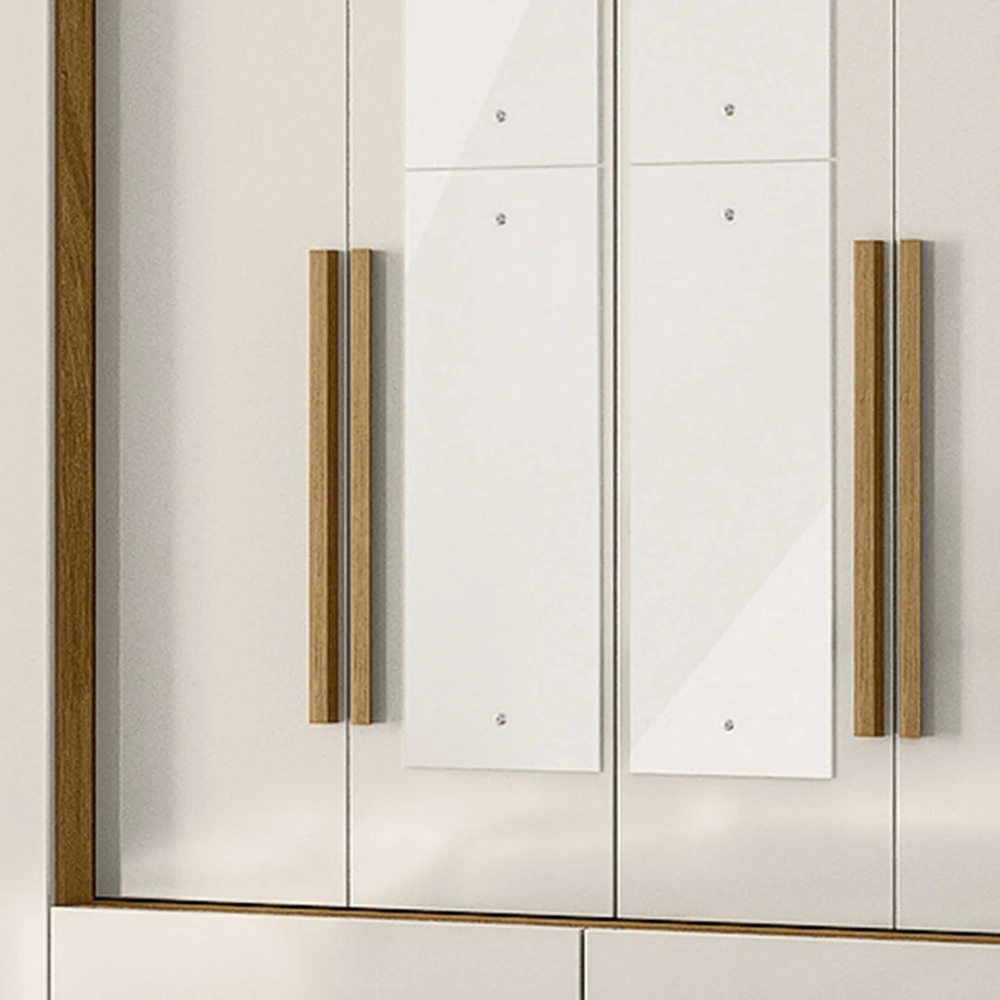 Guarda Roupa Casal 237cm Com Espelho Archi Freijó/Off Z17    - Mpozenato