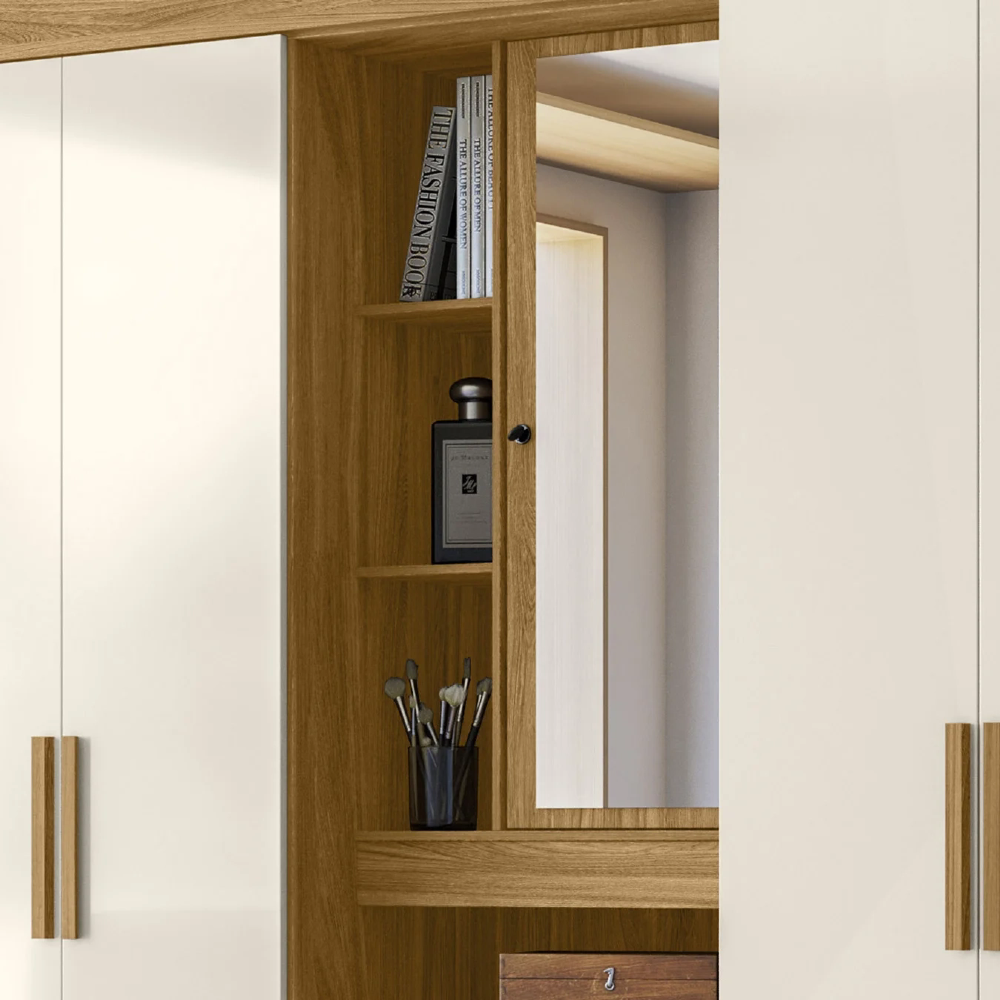 Guarda Roupa Casal 195cm Com Espelho Cieza Freijó/Off Z17    - Mpozenato