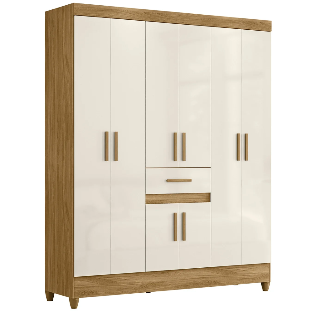 Guarda Roupa Casal 165cm 8 Portas Parla Freijó/Off Z17       - Mpozenato