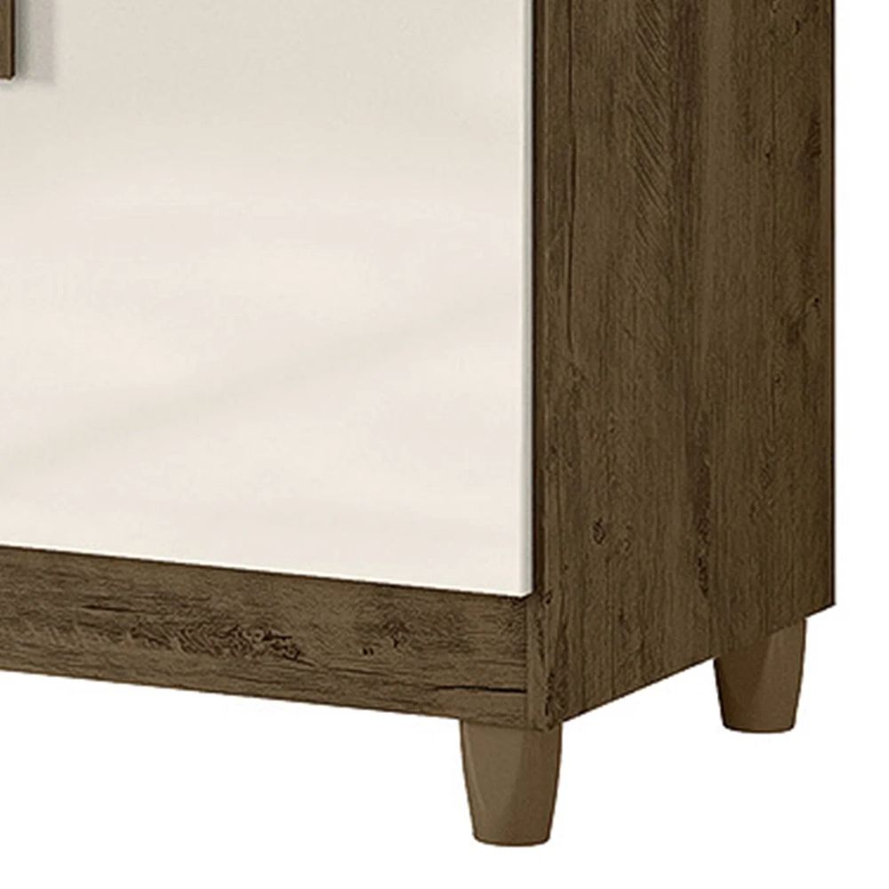 Cômoda Para Quarto 104cm Com Espelho Kyra Castanho Wood/Off Z17 - Mpozenato